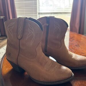 Ariat Taupe Suede Western Ankle Boots